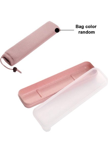 Stil 1 Pembe Dayanıklı Buğday Samanı Sofra Kutusu Seti Saklama Çantası Okul Ev Yeniden Kullanılabilir Yuva Tasarımı Pratik Çatal Bıçak Takımı Şeffaf Kapak (Yurt Dışından)
