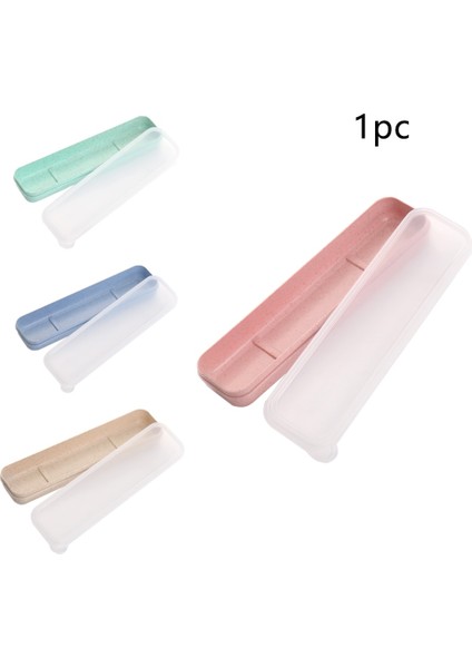 Stil 1 Pembe Dayanıklı Buğday Samanı Sofra Kutusu Seti Saklama Çantası Okul Ev Yeniden Kullanılabilir Yuva Tasarımı Pratik Çatal Bıçak Takımı Şeffaf Kapak (Yurt Dışından)