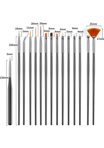 Açık Sarı 20 Adet/takım Tırnak Sanat Boyama Kalem Akrilik Uv Jel Glitter Çizim Dıy Boyama Çivi Fırçası Oyma Çiçek Kalemler Manikür Araçları (Yurt Dışından) fırsatları