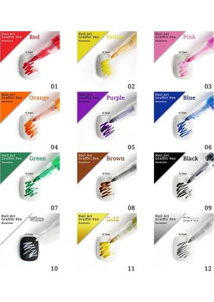 18 Adet Nail Art Cetvel Kalemi 12/18/24 Renk Graffiti Akrilik Kalem Su Geçirmez Boyama Astar Dıy 3D Soyut Renkli Güzellik Manikür Aracı (Yurt Dışından) fiyatları