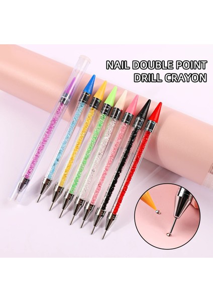 Yeşil 1 Adet Çift Kafaları Akrilik Metal Süsleyen Balmumu Kalem Tırnak Fırçası Rhinestones Kristal Toplama Tırnak Çıtçıt Noktacı Dıy Nokta Matkap Tırnak Araçları (Yurt Dışından) indirimleri