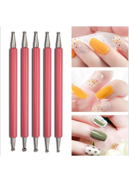 Göl Mavi 5 Adet Set Çift Uçlu Jel Boyama Nail Art Süsleyen Kalem Akrilik Saplı Taklidi Ahşap Taklidi Kristal Uv Jel Manikür Araçları (Yurt Dışından)