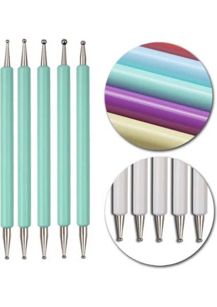 Pembe 5 Adet Akrilik Saplı Taklidi Ahşap 2 Yollu Fırça Seti Uv Jel Boyama Nail Art Süsleyen Kalem Salon Dekorasyon Manikür Araçları Kiti (Yurt Dışından)