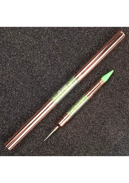 Yeşil Angnya 1 Adet Çift Kafaları Nail Art Süsleyen Kalem Metal Kolu Tırnak Boya Kalemi Rhinestones Mücevher Kendinden Yapışkanlı Seçici Balmumu Manikür Araçları (Yurt Dışından)