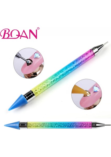 BQ-112501 Bqan Yeni Gökkuşağı Çift Kafalı Akrilik Süsleyen Balmumu Kalem Degrade Rhinestones Mücevher Seçici Kristal Toplama Tırnak Sanat Manikür Araçları (Yurt Dışından) modelleri