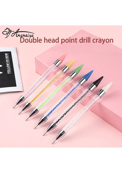 Gök Mavisi Angnya Çift Kafa Akrilik Metal Süsleyen Balmumu Kalem Rhinestones Seçici Kristal Toplama Nail Art Çiviler Dotter Dıy Nokta Matkap Mum Boya (Yurt Dışından) fiyatları