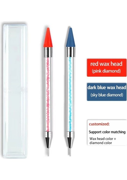 Gök Mavisi Angnya Çift Kafa Akrilik Metal Süsleyen Balmumu Kalem Rhinestones Seçici Kristal Toplama Nail Art Çiviler Dotter Dıy Nokta Matkap Mum Boya (Yurt Dışından) indirimleri