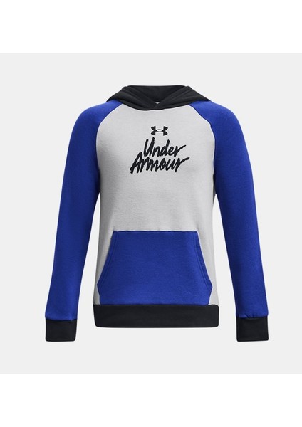 Erkek Çocuk UA Rival Fleece Script Colorblock Kapüşonlu Üst 1379795-400