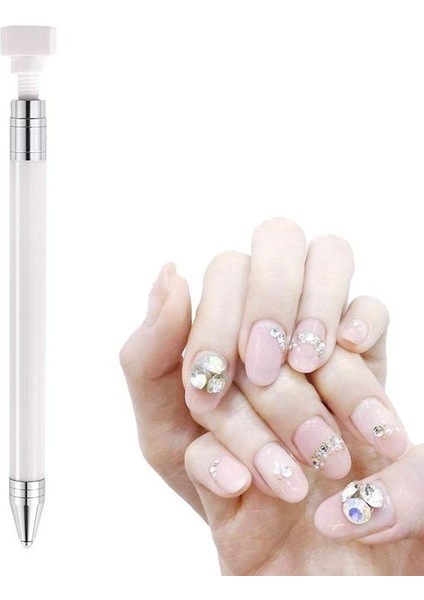 Pembe Balmumu Kalem Rhinestones Için Çift Uçlu Tırnak Süsleyen Kalem Balmumu Kafa Taklidi Seçici Aksesuar Aracı Pembe Pvc Kolu (Yurt Dışından)
