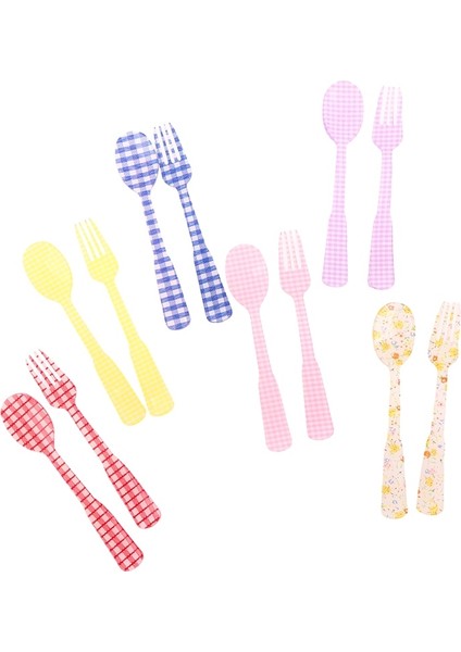 N3 2 Adet/takım Fransız Tarzı Retro Ekose Tatlı Kaşığı Çatal Plastik Çay Kahve Karıştırma Kaşığı Vintage Içecek Sofra Çay Kaşığı (Yurt Dışından) indirimleri