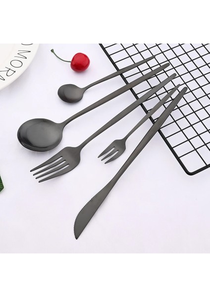 4 Adet Mavi Altın Mat Siyah Sofra Paslanmaz Çelik Yemek Takımı Çatal Bıçak Takımları Sofra Bıçağı Meyve Çatalı Buz Kaşığı Mutfak Aksesuarları Ev Için (Yurt Dışından) fırsatları