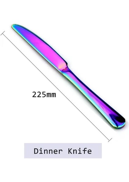 Yemek Bıçağı Jankng Paslanmaz Çelik Yemek Takımı Seti Gökkuşağı Renkli Çatal Bıçak Takımı Bulaşık Makinesinde Yıkanabilir Akşam Yemeği Batı Sofra Mutfak Aksesuarları (Yurt Dışından)