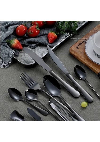 LF1HSDINNERFORK1PC Paslanmaz Çelik Sofra Ayna Çatal Bıçak Kaşık Seti Siyah Mutfak Seti Yemek Kaşık ve Çatal Yemek Takımı Sofra Ev Sofra Takımı (Yurt Dışından)