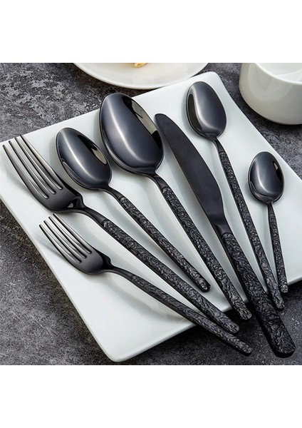 Gümüş Set 4 Paslanmaz Çelik Batı Çatal Bıçak Kaşık Seti Bıçak Çatal Kaşık Yemek Takımı Tatlı Yemek Takımı Batı Biftek Bıçağı Sofra Kaşık Çatal (Yurt Dışından)
