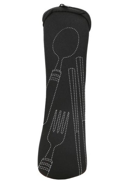 Siyah Sofra Çantası Taşınabilir Kumaş Sofra Kaşık Çatal Depolama Kılıfı Çubuklarını Kaşık Çatal Çatal Cep Çantası Ofis Için (Yurt Dışından)