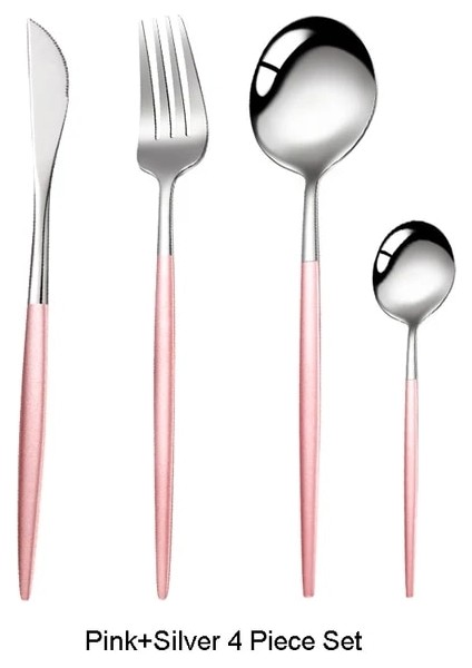 Pembe Gümüş 4 Adet/takım Siyah Altın Çatal Bıçak Kaşık Seti 18/10 Paslanmaz Çelik Yemek Takımı Kaşık Dropshipping Gümüş Sofra Takımı Sofra Bıçağı Çatal (Yurt Dışından) fiyatları