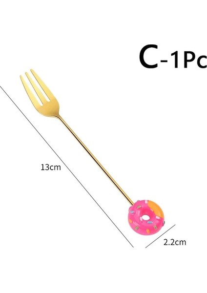 C Sevimli Paslanmaz Çelik Kaşık Çatal Versiyonu Gökkuşağı Lolipop Donut Macaron Tatlı Kaşıkları Kek Meyve Çatalları Sofra Mutfak Kaynağı (Yurt Dışından)