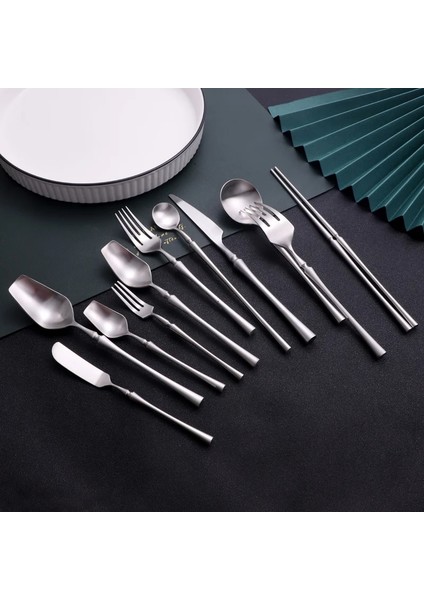 Çay Kaşığı Mat Gümüş 18/10 Paslanmaz Çelik Çatal Sofra Bıçak Buz Kaşığı Salata Kek Çatalı Çubuklarını Sofra Takımı Seti Bulaşık Makinesinde Yıkanabilir (Yurt Dışından) fiyatları