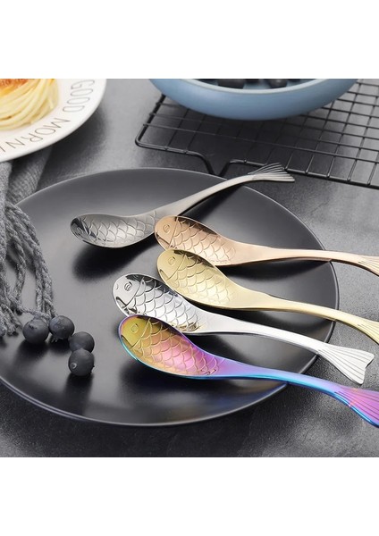 Gümüş L Balık Kaşığı Sofra 304 Paslanmaz Çelik Mutfak Aksesuarları Kek Dondurma Kahve Tatlı Çay Çorbası Karıştırma Taşınabilir Kaşık (Yurt Dışından) fiyatları