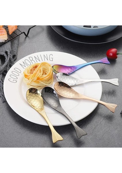 Gümüş L Balık Kaşığı Sofra 304 Paslanmaz Çelik Mutfak Aksesuarları Kek Dondurma Kahve Tatlı Çay Çorbası Karıştırma Taşınabilir Kaşık (Yurt Dışından) fırsatları