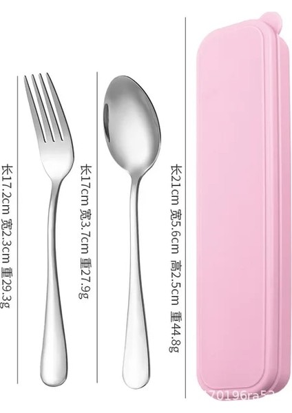 3 Adet Pembe 1 Taşınabilir Paslanmaz Çelik Çatal Takım Elbise Saklama Kutusu Chopstick Çatal Kaşık Bıçak Seyahat Sofra Seti Kamp Çatal Bıçak Takımı (Yurt Dışından)