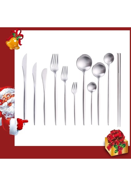 Çubuklarını 1 Çift Gümüş Sofra Seti 18/10 Paslanmaz Çelik Sofra Çatal Seti Çatal Kaşık Tereyağı Bıçağı Çubuklarını Mat Yemek Takımları (Yurt Dışından)