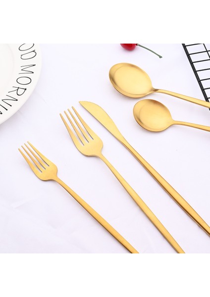 Yemek Çatalı Mat Altın Sofra Paslanmaz Çelik Çatal Bıçak Kaşık Seti Mutfak Sofra Takımı Yemek Çatalı Kaşık Bıçak Kek Çatalı Buz Kaşığı Yemek Takımı Seti (Yurt Dışından)