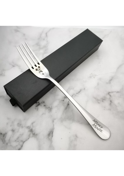 Mickey-Fork-1 Anime Mickey Mouse Karikatür Metal Kaşık Paslanmaz Çelik Mutfak Aksesuarları Kek Meyve Vork Lepel Diner Soep Lange Handvat Servie (Yurt Dışından)