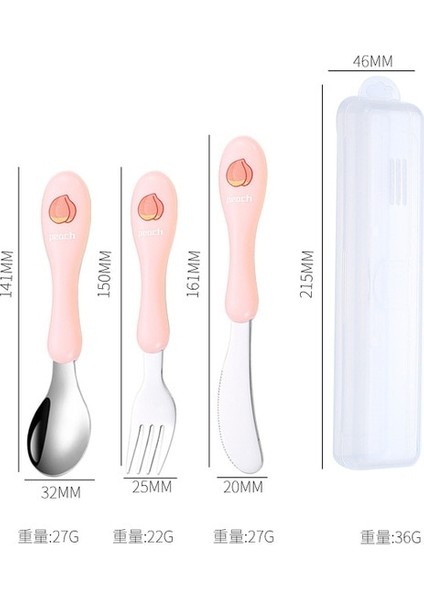 Pk Bıçak Çatal Kaşık Sevimli Bıçak Çatal Kaşık Meyve Deseni Sofra Seti Çocuk Katı Saplı Çatal ve Kaşık Seti 304 Paslanmaz Çelik Çatal Seti (Yurt Dışından)