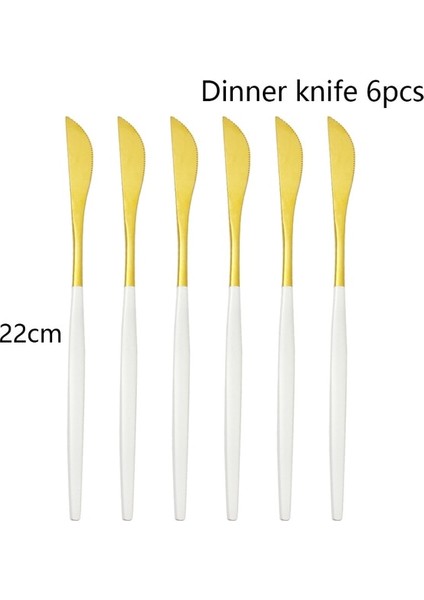 6 Adet Sofra Bıçağı 6/30 Adet Beyaz Altın Mat Yemek Takımı Paslanmaz Çelik Bıçak Çatal Kaşık Sofra Çatal Bıçak Kaşık Seti Mutfak Sofra Takımı Seti 6 Için Servis (Yurt Dışından)