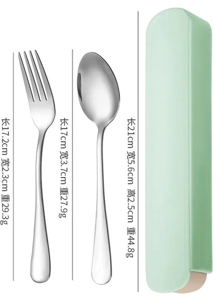 B 3 Adet Yeşil 1 Taşınabilir Paslanmaz Çelik Çatal Takım Elbise Saklama Kutusu Chopstick Çatal Kaşık Bıçak Seyahat Sofra Seti Kamp Çatal Bıçak Takımı (Yurt Dışından)