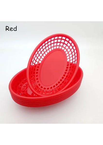 Kırmızı Plastik Sepet Servis Tepsisi Patates Kızartması Sepeti Oval Kep Toksik Olmayan Fast Food Tepsisi Restoran Bar Cips Sepeti 9.3 "ürün 6 Adet/takım (Yurt Dışından)