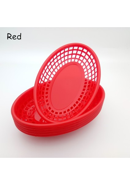 Kırmızı Plastik Sepet Servis Tepsisi Patates Kızartması Sepeti Oval Kep Toksik Olmayan Fast Food Tepsisi Restoran Bar Cips Sepeti 9.3 "ürün 6 Adet/takım (Yurt Dışından)