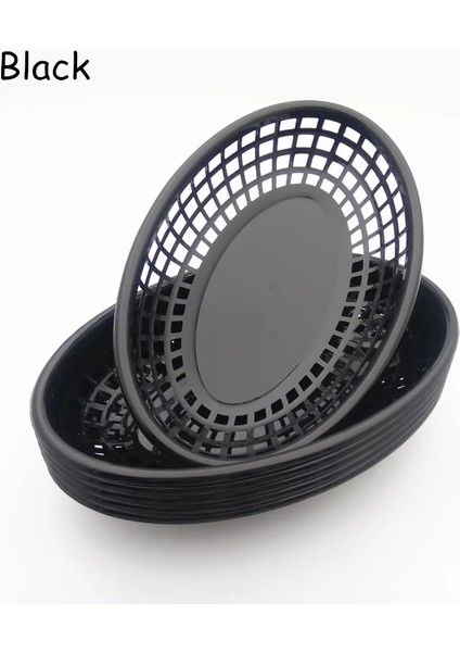 Kırmızı Plastik Sepet Servis Tepsisi Patates Kızartması Sepeti Oval Kep Toksik Olmayan Fast Food Tepsisi Restoran Bar Cips Sepeti 9.3 "ürün 6 Adet/takım (Yurt Dışından)