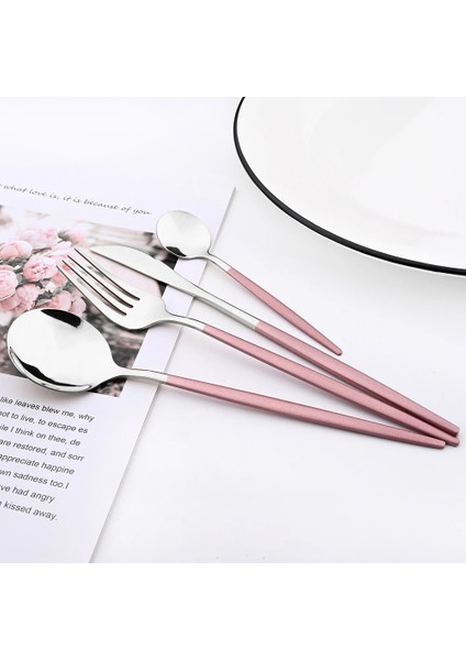 4 P Pembe Altın Drmfiy Pembe Gümüş Paslanmaz Çelik Yemek Takımı Seti Çatal Bıçak Çorba Buz Kaşığı Çatal Bıçak Kaşık Seti Batı Sofra Takımı Mutfak Gümüş Seti (Yurt Dışından)