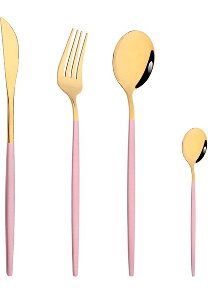 4 P Pembe Altın Drmfiy Pembe Gümüş Paslanmaz Çelik Yemek Takımı Seti Çatal Bıçak Çorba Buz Kaşığı Çatal Bıçak Kaşık Seti Batı Sofra Takımı Mutfak Gümüş Seti (Yurt Dışından)