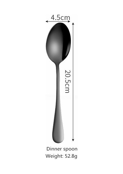 LF1HSDINNERSPOON1PC Paslanmaz Çelik Sofra Ayna Çatal Bıçak Kaşık Seti Siyah Mutfak Seti Yemek Kaşık ve Çatal Yemek Takımı Sofra Ev Sofra Takımı (Yurt Dışından)