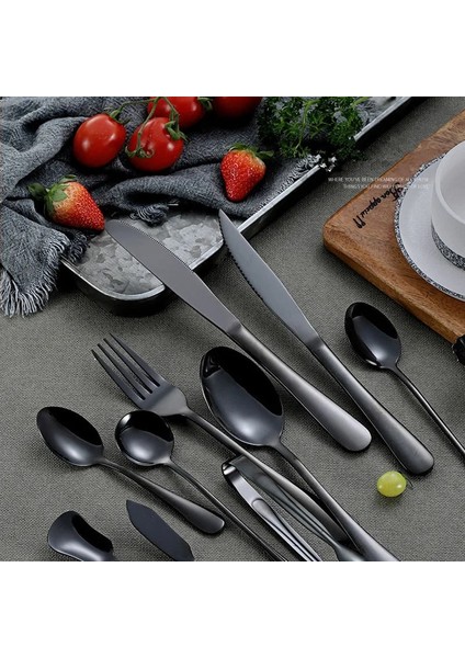 LF1HSDINNERSPOON1PC Paslanmaz Çelik Sofra Ayna Çatal Bıçak Kaşık Seti Siyah Mutfak Seti Yemek Kaşık ve Çatal Yemek Takımı Sofra Ev Sofra Takımı (Yurt Dışından)