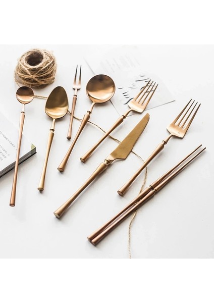 Tatlı Kaşığı Lüks Gül Altın Çatal Bıçak Kaşık Seti 304 Paslanmaz Çelik Renkli Sofra Bıçağı ve Çatal Yemek Takımı Sofra Mutfak Aksesuarları (Yurt Dışından) fiyatları