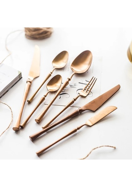 Tatlı Kaşığı Lüks Gül Altın Çatal Bıçak Kaşık Seti 304 Paslanmaz Çelik Renkli Sofra Bıçağı ve Çatal Yemek Takımı Sofra Mutfak Aksesuarları (Yurt Dışından) modelleri