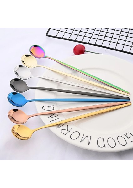 6 Adet Mavi Altın 6 Adet Kahve Karıştırma Kaşığı Çatal Bıçak Kaşık Seti Suyu Altın Çay Kaşığı Yemek Takımı Dondurma Uzun Saplı Kepçe Sofra Mutfak Aletleri (Yurt Dışından) modelleri