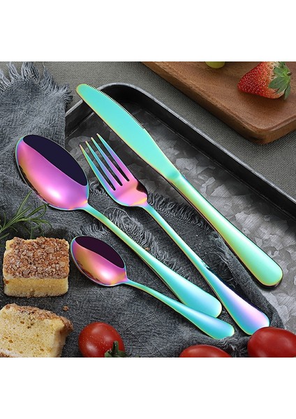 LF1CHSCAKESCOOP1PC 1 Adet Gökkuşağı Sofra Seti Paslanmaz Çelik Çatal Bıçak Kaşık Seti Kaşık Çatal Bıçak Yemek Takımı Seti Sofra Ayna Akşam Yemeği Mutfak Sofra Takımı (Yurt Dışından)