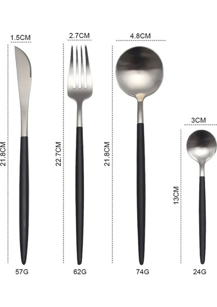Siyah Gümüş Altın Çatal Seti 304 Paslanmaz Çelik Çatal Seti Çubuklarını Tereyağı Bıçağı Tatlı Kaşığı Yemek Çatalı Çay Buz Kaşığı Sofra Seti (Yurt Dışından) fiyatları