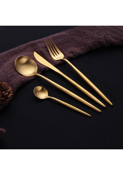 Siyah Gümüş Altın Çatal Seti 304 Paslanmaz Çelik Çatal Seti Çubuklarını Tereyağı Bıçağı Tatlı Kaşığı Yemek Çatalı Çay Buz Kaşığı Sofra Seti (Yurt Dışından) modelleri