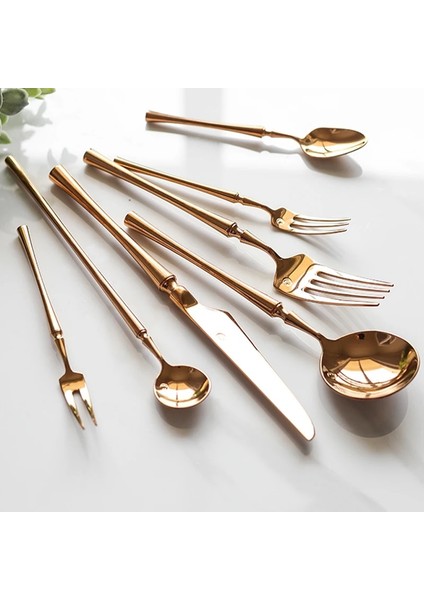 Meyve Çatalı Gül Altın Çatal Bıçak Takımı Yemek Takımı Dropshipping Ayna Cilalı Bıçak Çatal Çorba Kaşığı Yemek Çubukları Gümüş Sofra Takımı Paslanmaz Çelik (Yurt Dışından)