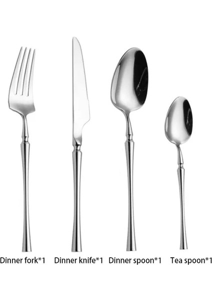 4 Parça Set Paslanmaz Çelik Lüks Çatal Bıçak Takımı Yemek Takımı Sofra Bıçak Kaşık Çatal Çubuklarını Sofra Takımı Seti Bulaşık Makinesinde Yıkanabilir (Yurt Dışından)