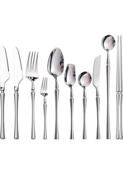4 Parça Set Paslanmaz Çelik Lüks Çatal Bıçak Takımı Yemek Takımı Sofra Bıçak Kaşık Çatal Çubuklarını Sofra Takımı Seti Bulaşık Makinesinde Yıkanabilir (Yurt Dışından)