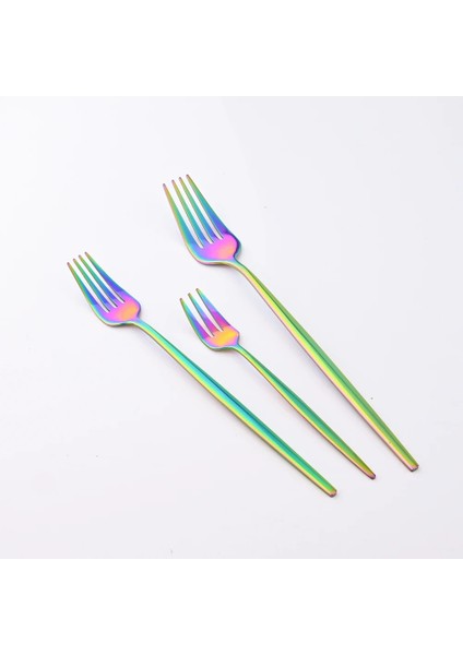 Tatlı Kaşığı 1 Adet Sofra Takımı Çatal Bıçak Kaşık Seti Çatal Bıçak Takımı Sofra Yemek Gökkuşağı Masa Çelik Mutfak Komple Yemek Takımı Dropshipping Için (Yurt Dışından) fırsatları