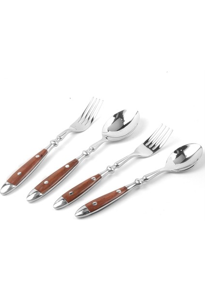 Yemek Kaşığı Sofra Takımı Ahşap Saplı, Biftek Bıçakları Retro Çatal Bıçak Takımı Paslanmaz Çelik Sofra Takımı Salata Çatalı Çatallar Kaşık Bıçaklar Içerir (Yurt Dışından)