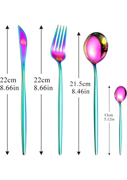 Pembe Altın Yemek Takımı Gökkuşağı Gümüş Çatal Seti 304 Paslanmaz Çelik Lüks Sofra Takımı Ev Çatal Kaşık Bıçak Mutfak Yemek Takımı Bırak Gemi (Yurt Dışından)